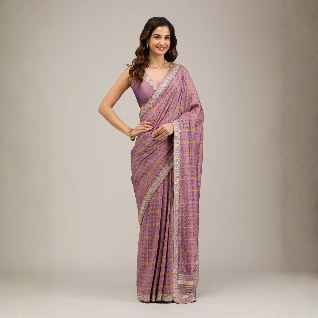 Purple Zariwork Soft Silk Saree - Image 3